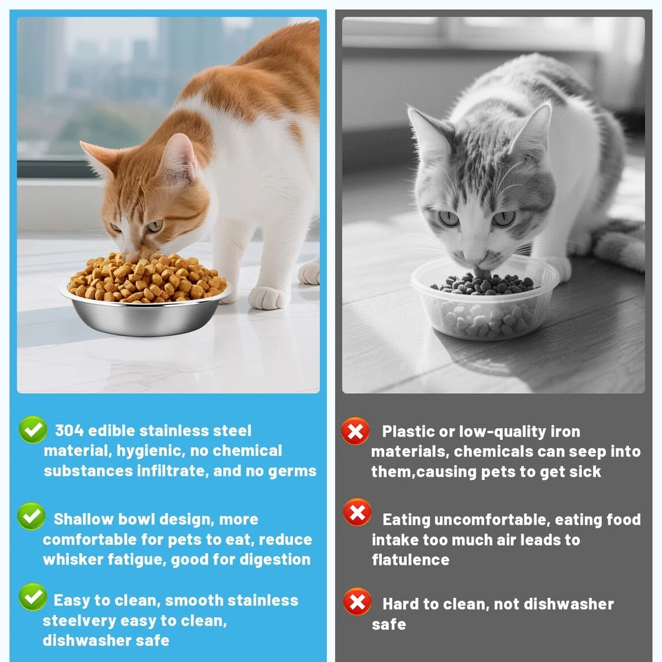elzle Ciotole per Gatti in Acciaio Inossidabile 3 pezzi Ciotola in Metallo per - Immagine 3 di 4