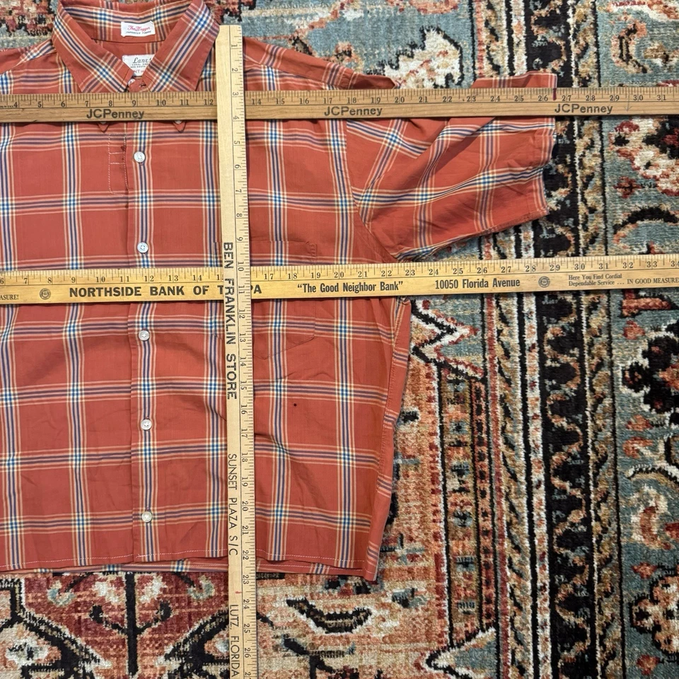 Camisa vintage años 50 60 Gant para hombre abotonada naranja algodón recortada mediana Foto 2 de 4