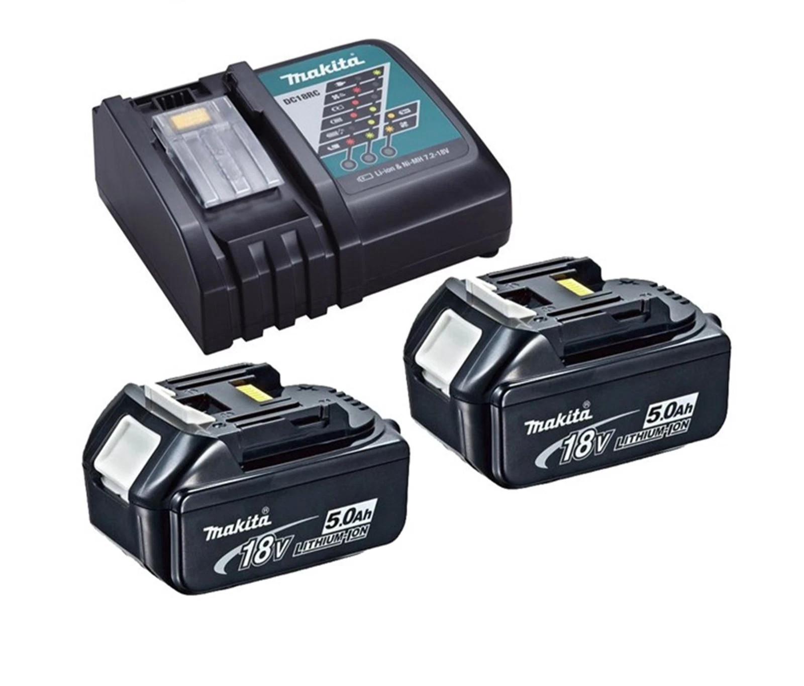 2 x Genuine Makita 18V 5.0Ah LXT Lithium Battery BL1850 + DC18RC Fast Charger
