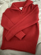 Cat Jack Boys' Size Medium 8 Red Quarter Zip Pullover Cable Knit Sweater