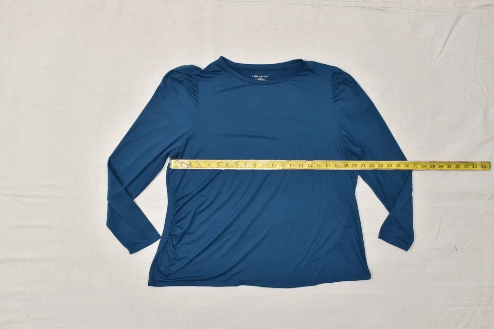 Camiseta Top Para Mujer Lane Bryant Manga Larga Cuello Redondo Azul Talla 18/20 Poliéster Foto 3 de 4
