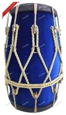 New Professional Blue velvet Dholak With Golden Fitting Instrument With Bag