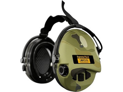 Sordin Supreme Pro X Electronic Neck Band Ear Muffs Gel Ear Cups Camo