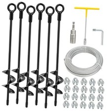 6 Pack 18" Heavy Duty Ground Anchors Shed Anchor Kit with 3/16" Galvanized 6PCS