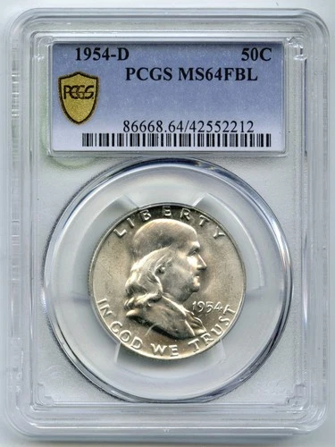 1954-D Franklin Silver Half Dollar PCGS MS64 FBL Certified - Denver Mint - Q509