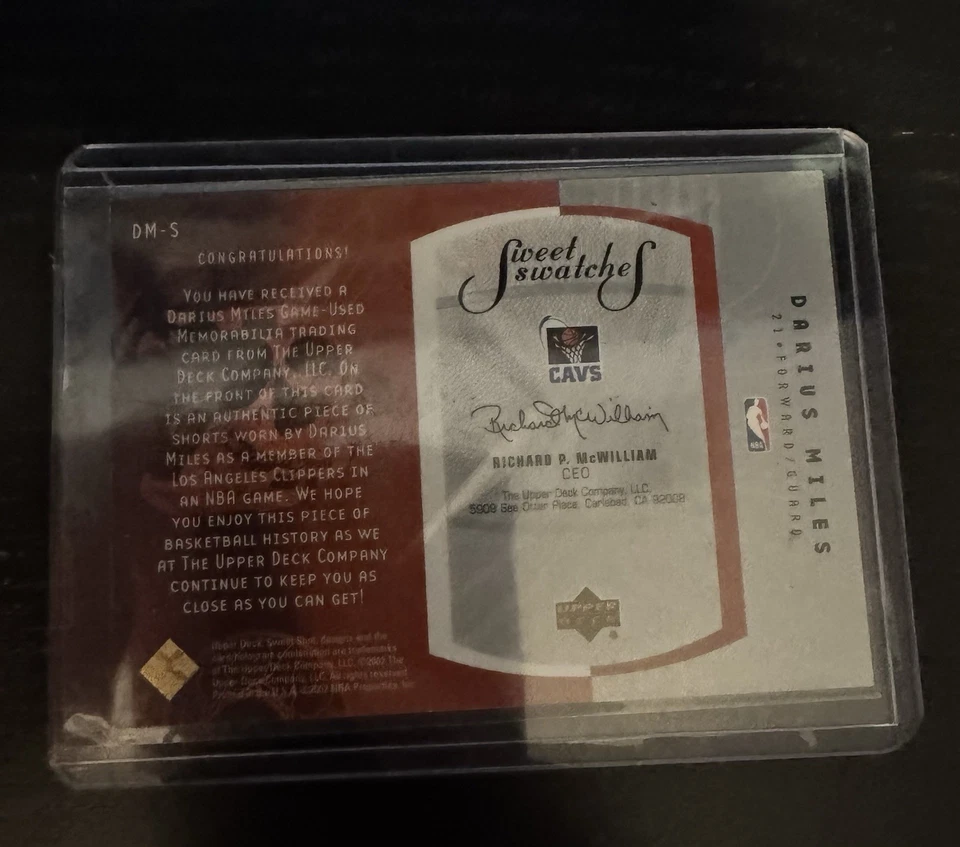 2002-03 Upper Deck DARIUS MILES Sweet Swatches Sweet Shot Game-Used Patch #DM-S - Image 2 of 2