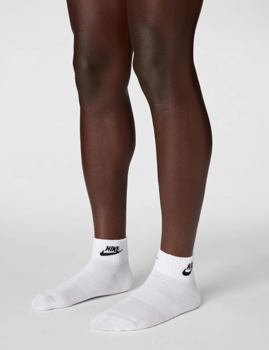 Nike Unisex Everyday Lightweight Ankle Crew Trainings Knöchelsocken 3 Paar, Weiß