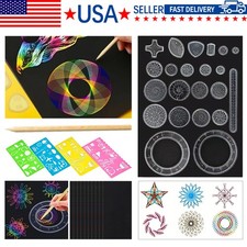 27X Spirograph Paper Box Set Draw Spiral Designs Interlocking Toys Gears Wheels 
