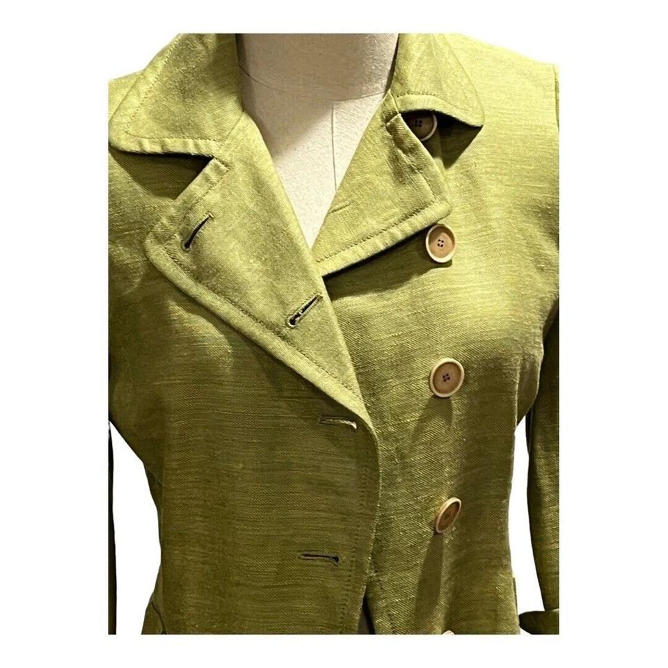 Akris Punto Green Linen Silk Blend Asymmetrical Button Blazer Jacket Size US 4 - Image 3 of 4