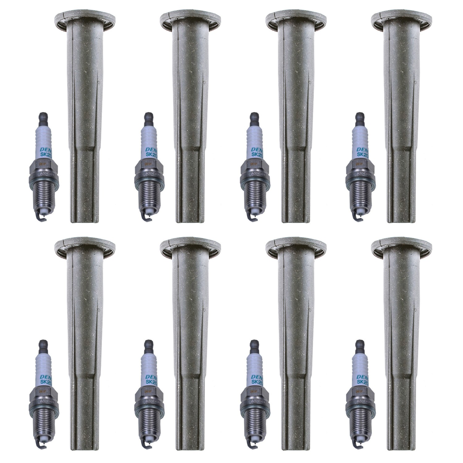 Denso 8 Iridium Long-Life Spark Plugs 8 Coil Boots Kit for Lexus GS LS SC 400 V8