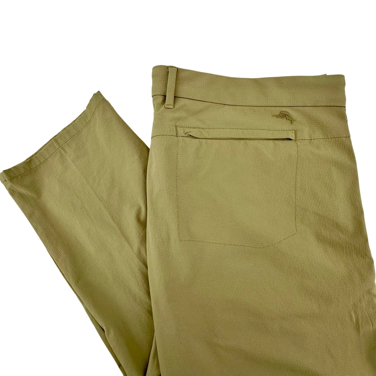 Tommy Bahama Boracay Men Khaki Tan Micro Grid Flat Front Chino Pants 42x28