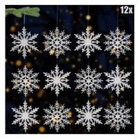 12X Deko AnhäNger Schneeflocken - 10 Cm Schneeflocken-AnhäNger