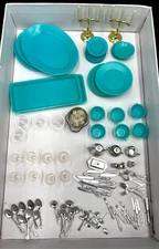 Little Hostess TABLEWARE LOT OF 103 PIECES Marx 1960s Dining Table PLATES Buffet