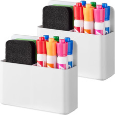 2 Pack Plastic Magnetic Pen Holder for Refrigerator, Dry Erase Marker Holder for