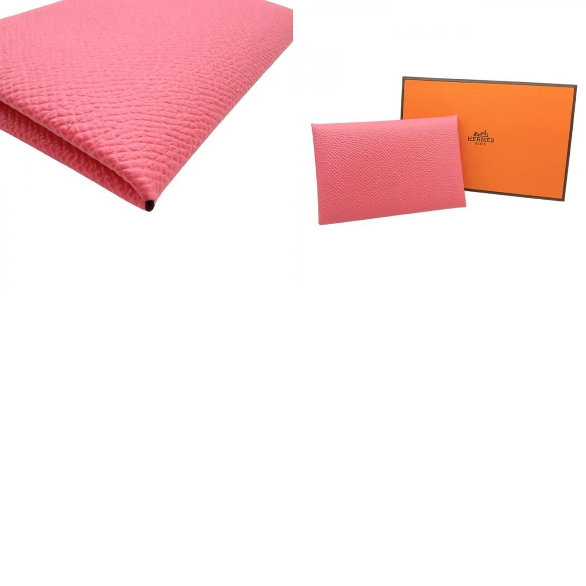 Hermes Calvi Card Case Veau Epsom Rose Azalee 4.1in Unisex Pre-owned thumbnail 10