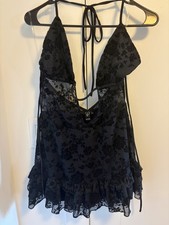 Brand New Black Windsor Dress With Roses And Ruffles Size Large