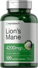 Lions Mane Mushroom Capsules  4200mg  120 Count  Vegetarian  by Horbaach