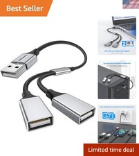 Dual USB 2.0 Y Splitter Cable - Aluminum Adapter for Charging  Data Transfer