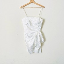 Mini abito Ronny Kobo MEDIUM giugno raso jacquard stampa floreale orlo asimmetrico