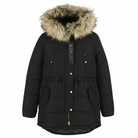Replay Damen Parka Steppjacke Kapuze Gepolstert XS Schwarz Mit Kordelzug
