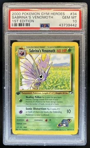 2000 Pokemon Gym Heroes 1st Edition Sabrina's Venomoth #34/132 PSA 10 GEM MINT
