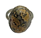 5 Vintage Sterling Silver Oval Jasper Stone Ring Beautiful Patina 925 ecoinsales