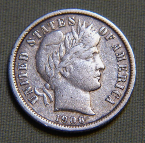 1906 P Silver Barber Dime United States XF Details - Lot 1324