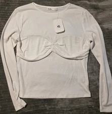 Nordstrom Elodie Long Sleeve White Top Womens Size Large NWT