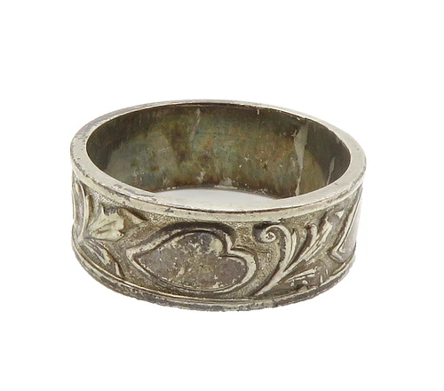 CLARK & COOMBS 925 Silver  Vintage Floral Vine Motif Band Ring Sz 8  RG15067