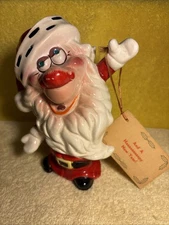 KREISS & CO Psycho Santa Claus Figurine 1960s w Original Paper Sign Vintage