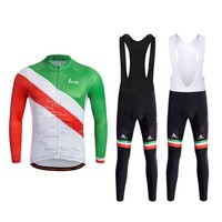Italy Cycling Team Clothes Men's Long Sleeve Cycling Jersey Bib Pants Winter Set