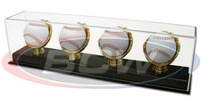 BCW Supplies Deluxe Acrylic Four Quad Gold Glove Baseball Display New 1-AD13-4
