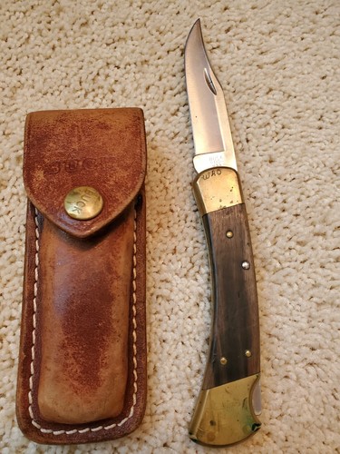Vintage 1981-1986 4 Dot BUCK 110 USA Knife 4 Pin and sheath, buck on the snap