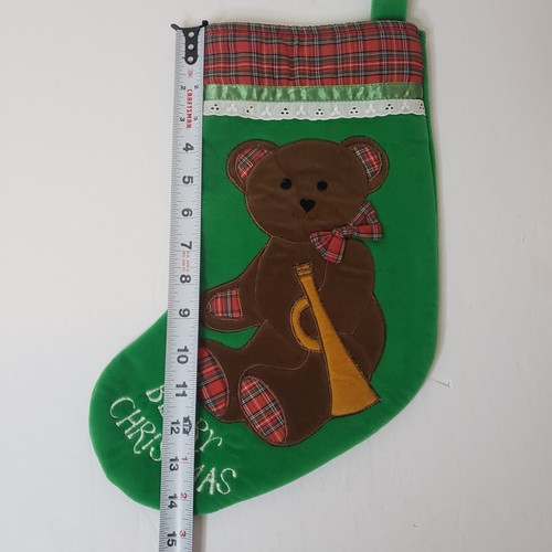 Dakin 1984 Beary Christmas Stocking Vintage Holiday Bear Green Brown Red - Picture 9 of 9