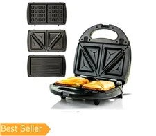 OVENTE 3 in 1 Electric Sandwich Maker, Panini Press Grill and Waffle Iron
