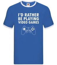 I'd Rather Be Playing video Games - Mens Ringer - Gamer Gaming Console Gift