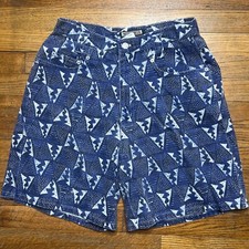 Vintage Memphis Shorts Size 9/10 Abstract Blue White High Rise Bermuda