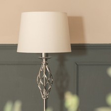 Image of Traditional Floor Lamp Metal Stem Fabric Lampshade Living Room Light LED Bulb