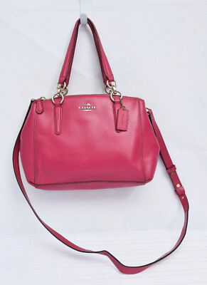 Coach Mini Christie Carry All F36704 Women's Leather Handbag PURSE BAG Pink Ruby