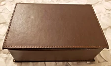 Brown Leather Flip Top Storage Box Case Container Organizer 7x5x2.5"