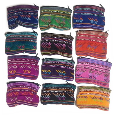 Bulk  14 Handmade Coin Change Purse Zip Vintage  Bag Hippie Comalapa Guatemala