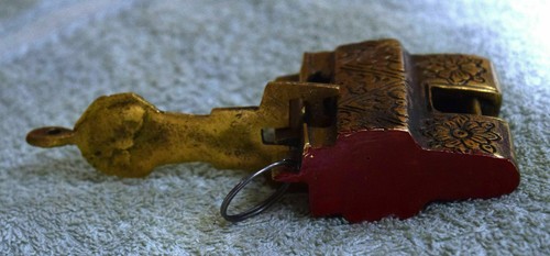 Brass Tricky Puzzle Padlock Hand Craved Design Safety Lock Unique Gifts Item GT - Picture 4 of 6