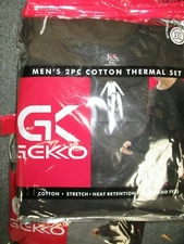 Mens 2pc Thermal Underwear Set Long Johns Knit Top Bottom 2Xl 100% cotton BLACK