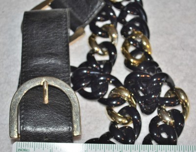 ✨ Luisa Spagnoli Black & Gold Chain Belt/Necklace | Made in Italy ✨ luisa spagnoli belt black leather CHAIN gold FUN VINTAGE  main image 4