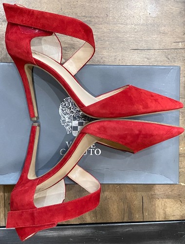 Vince Camuto VC-Carlotte Women's Size 11M Pumps Ruby Red Suede Stiletto Heels - Picture 5 of 8