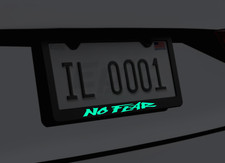 Glowing No Fear Jdm License Plate Frame Black Metal With Screws Caps Glowing No Fear Jdm License Plate Frame Black Metal With Screws Caps