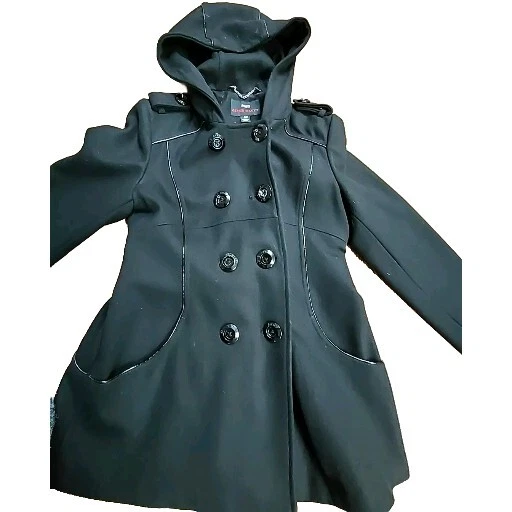 Abrigo M60 Miss Sixty, Elegante Abrigo Abotonado Talla Mediana Negro Mezcla Lana  Foto 3 de 4