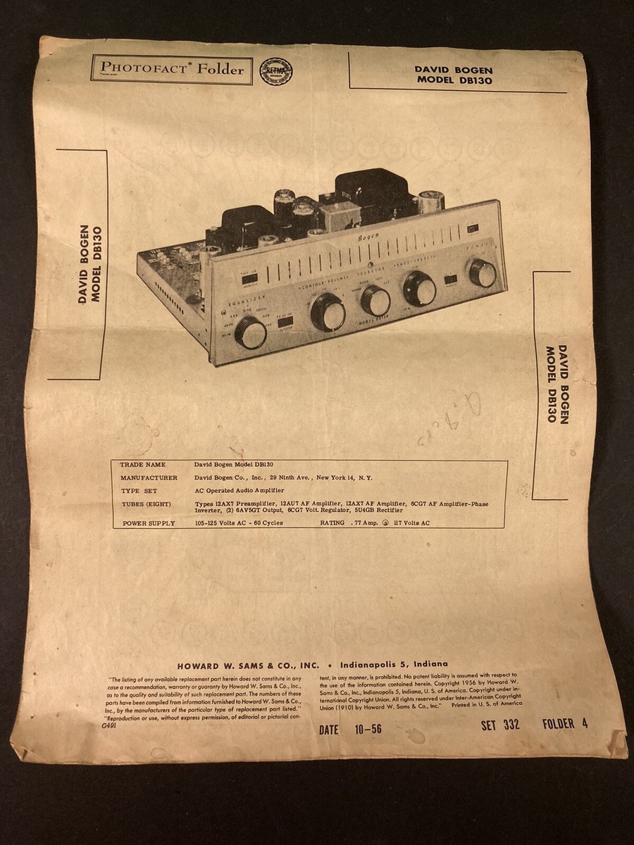 Vintage David Bogen Model DB130 Parts List | eBay