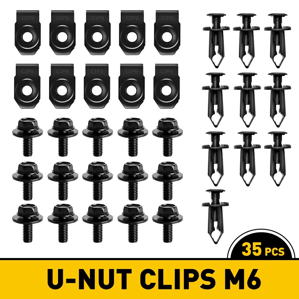 M6 Body Bolts & U-Nut Clips for Nissan Engine Under Splash Cover Shield Guard Replacement