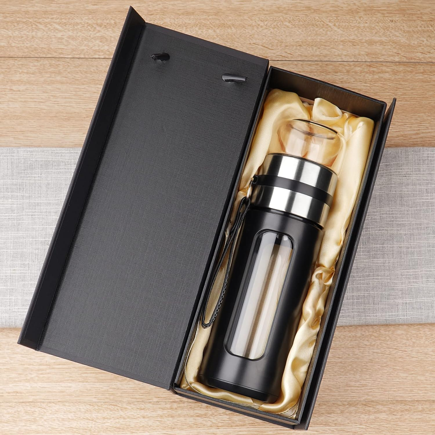 Glass Tea Infuser Bottle | Double Wall Insulated Tumbler with Strainer for Loose